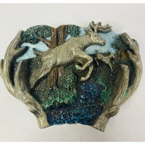 1982 The Great American Buckle Co Leaping Stag Belt Buckle Made in USA